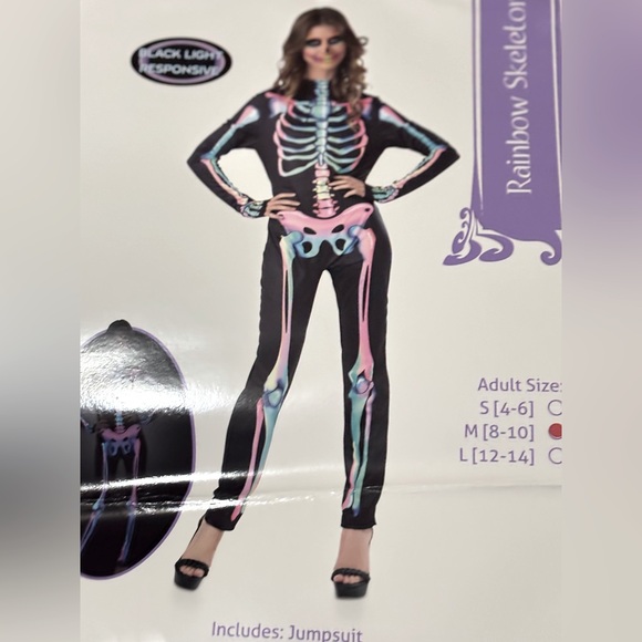 Brand new size medium adult, rainbow, skeleton, black responsive - Picture 1 of 7